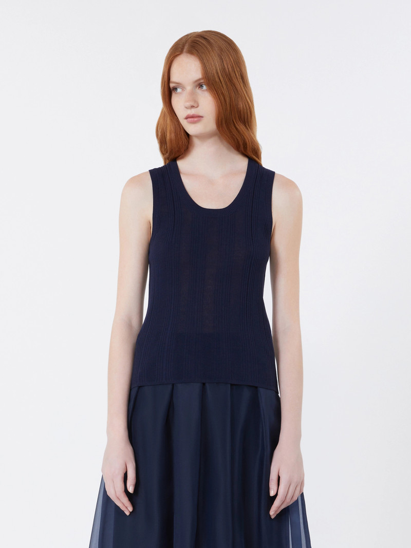 COSE Viscose yarn sleeveless jumper - NAVY 3