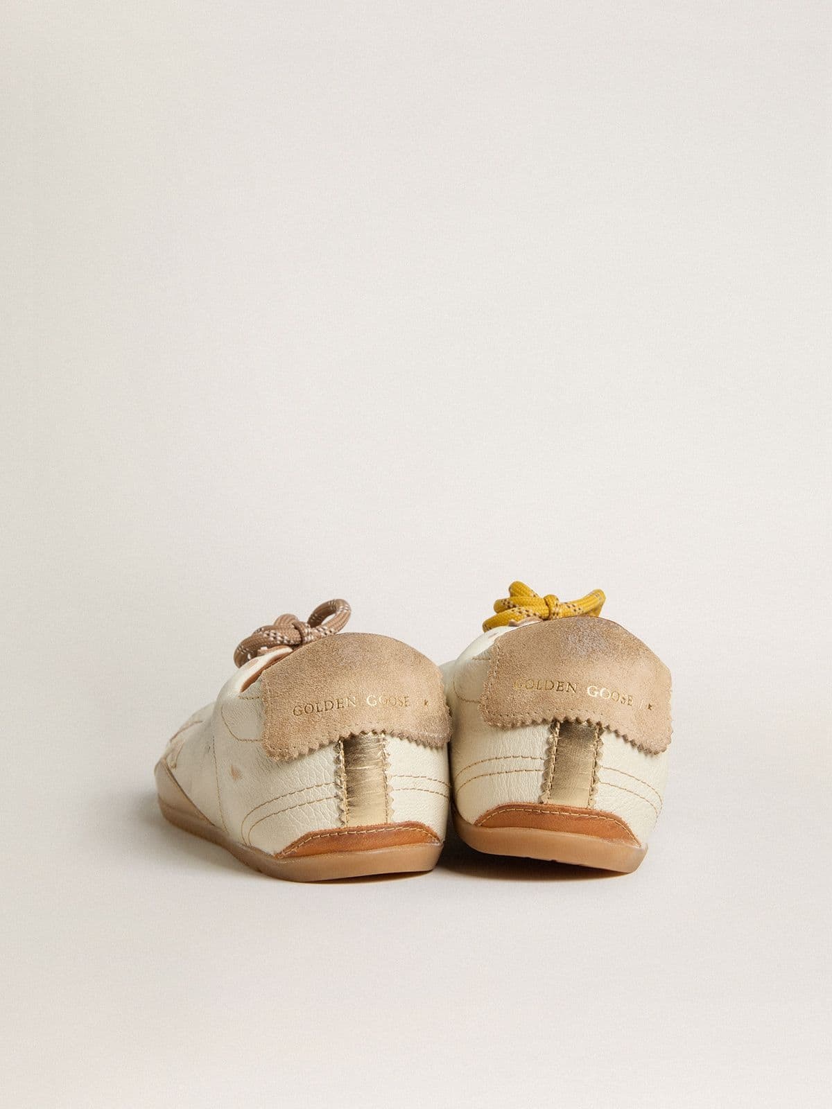 Men's True-Star in white nappa leather with gold foiled leather star and beige suede heel tab - 6