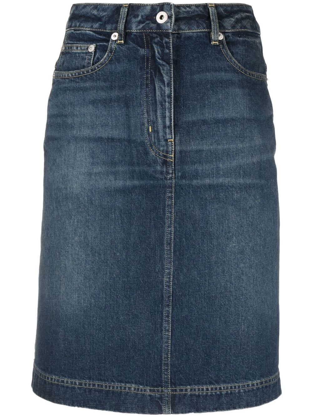 knee-length denim skirt - 1