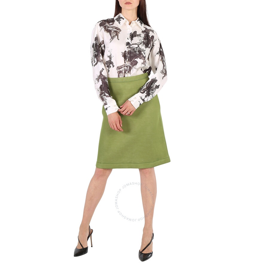 Burberry Cedar Green Double-faceed Neoprene A-line Skirt - 6