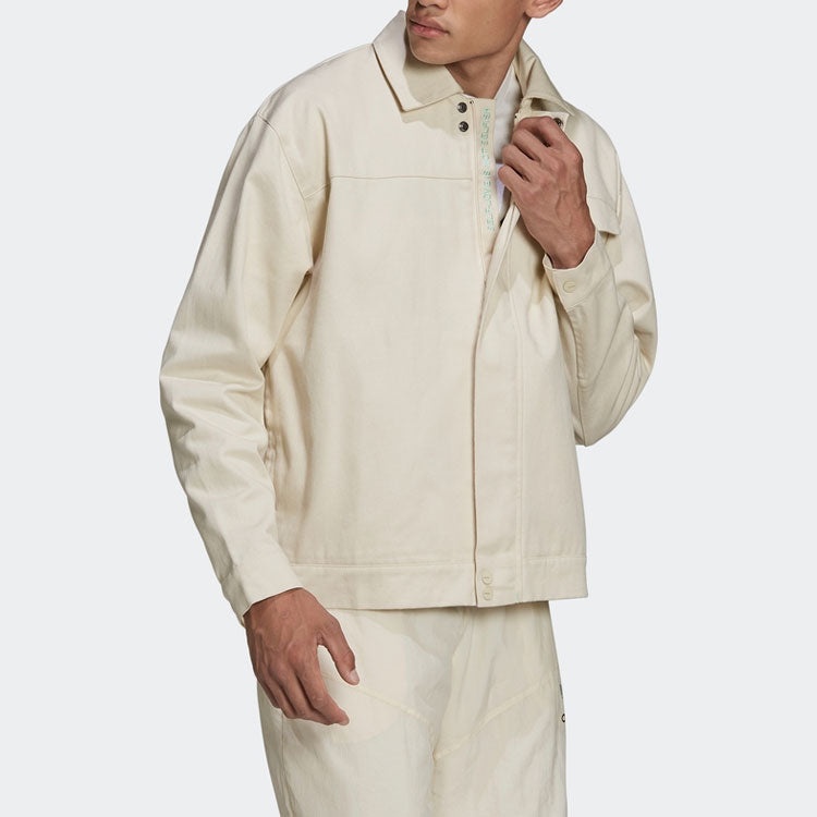 adidas originals Lapel Solid Color Sports Yellow White Jacket HI6011 - 3