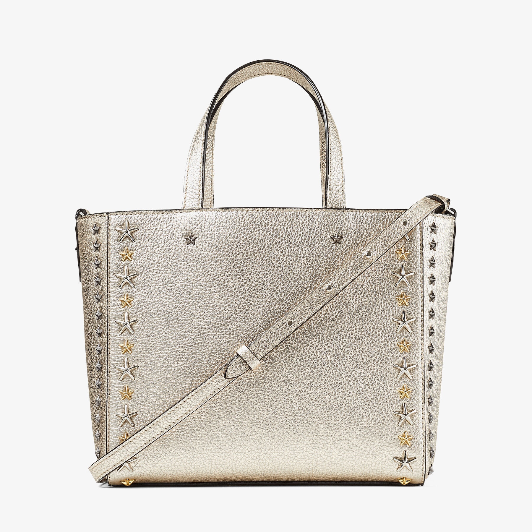 Pegasi/s Tote
Light Gold Metallic Soft Grainy Calf Small Tote Bag with Stars Mix - 7