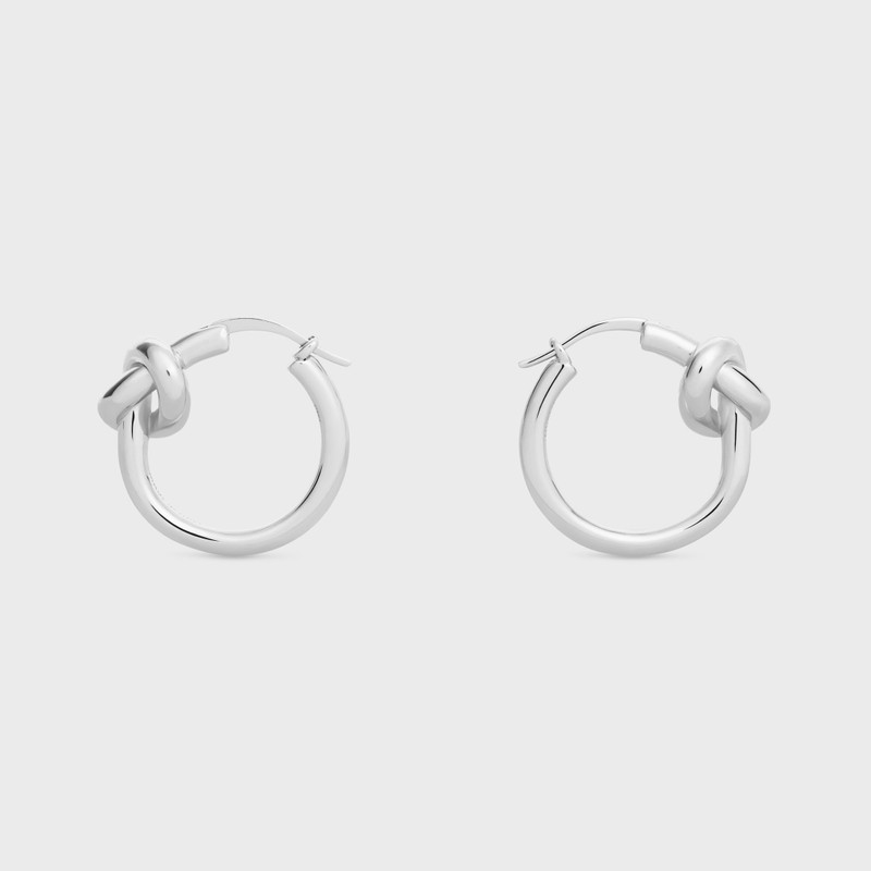 Knot Small Hoops in Brass with Rhodium finish 1