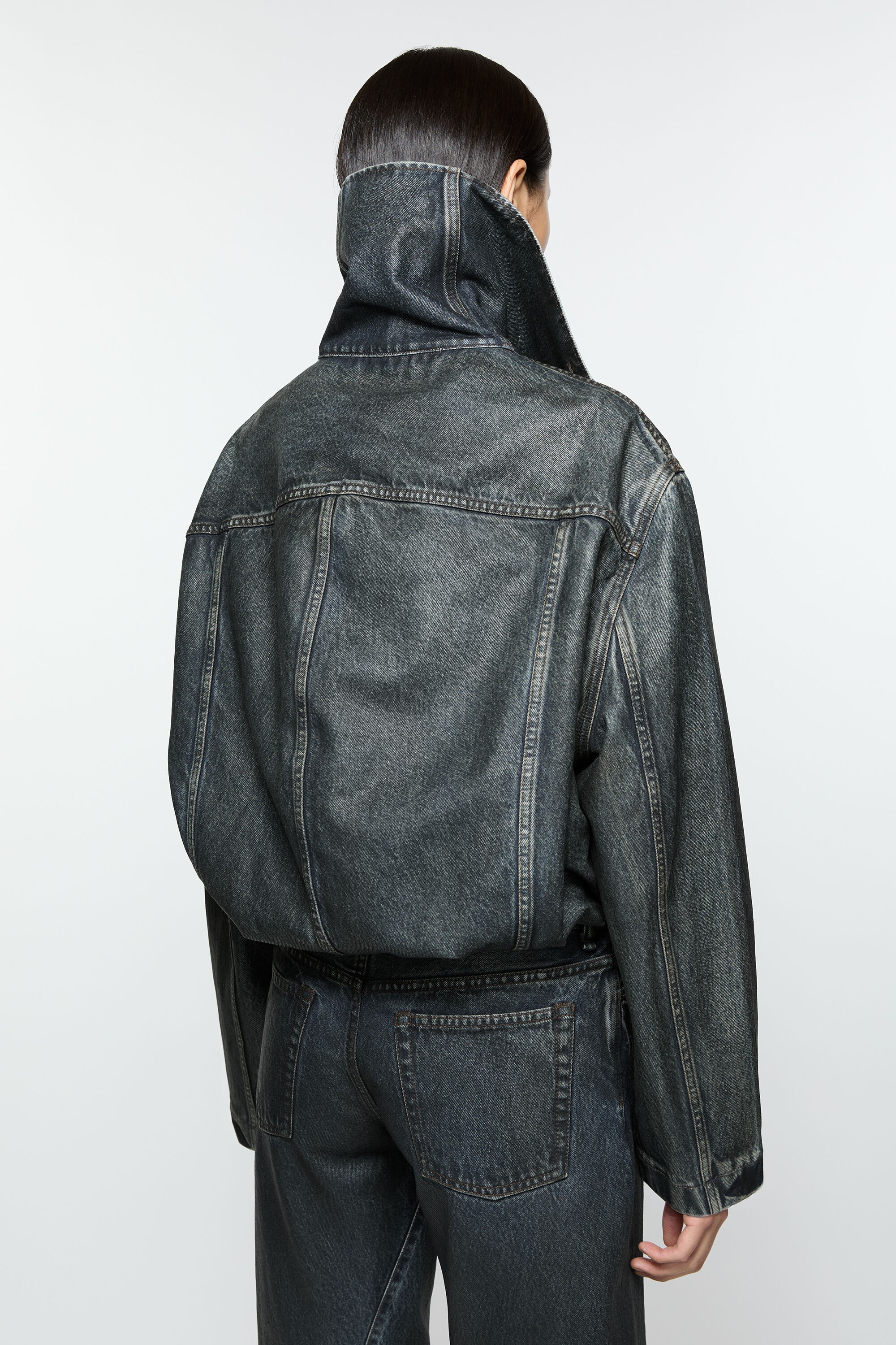 Coated denim jacket - Black/mid blue - 4