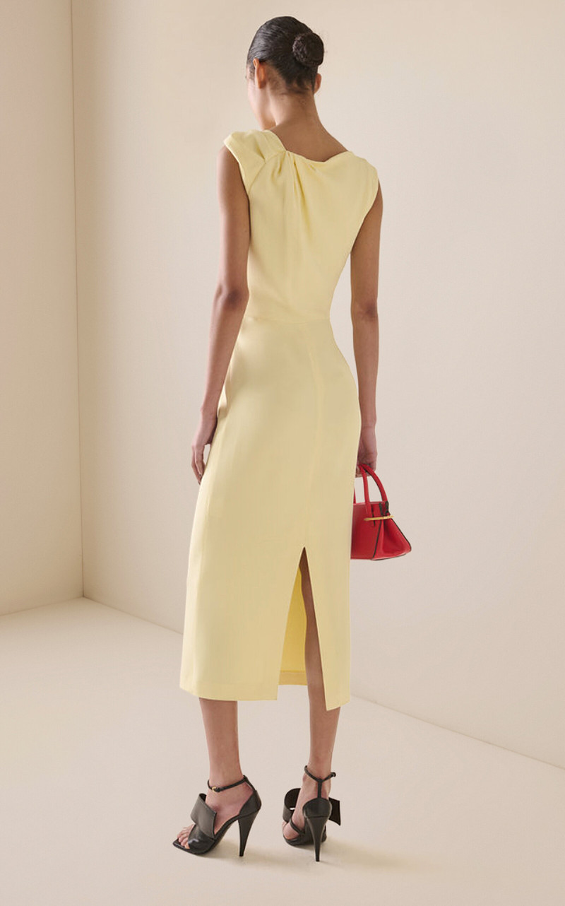 Draped Crepe Midi Dress yellow 4