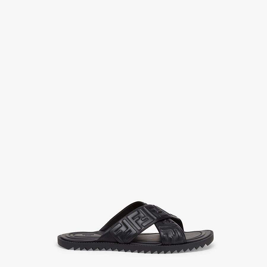 Black leather slides - 1