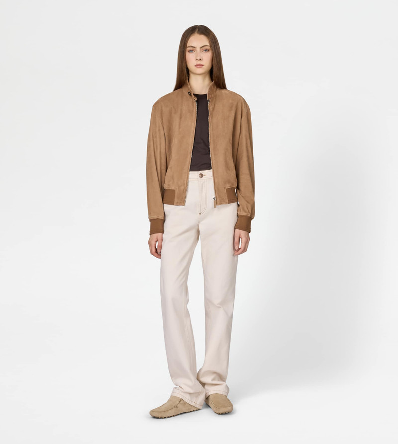 Tod's BOMBER JACKET IN PASHMY SUEDE - BEIGE outlook