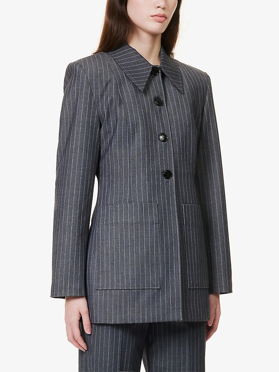 pinstripe single-breasted blazer - 5