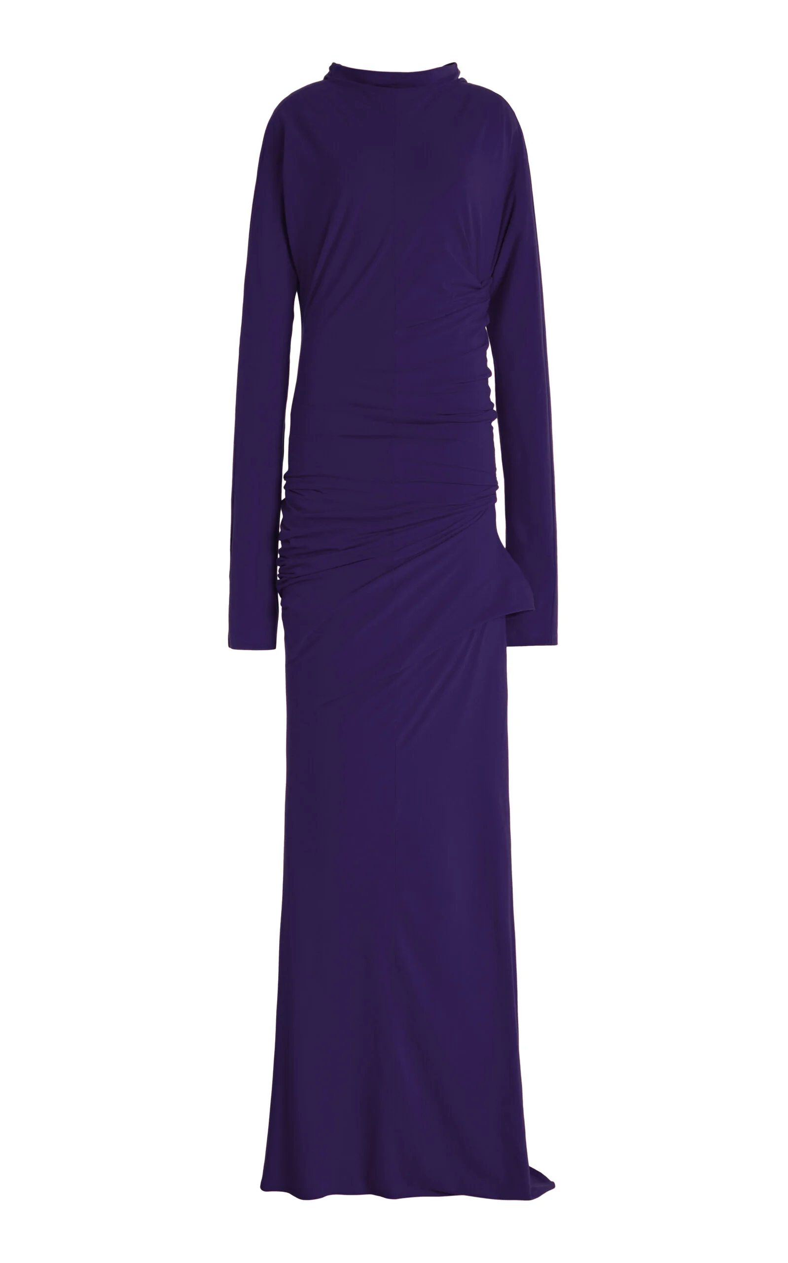 Twist Gathered Cotton Maxi Dress purple - 1
