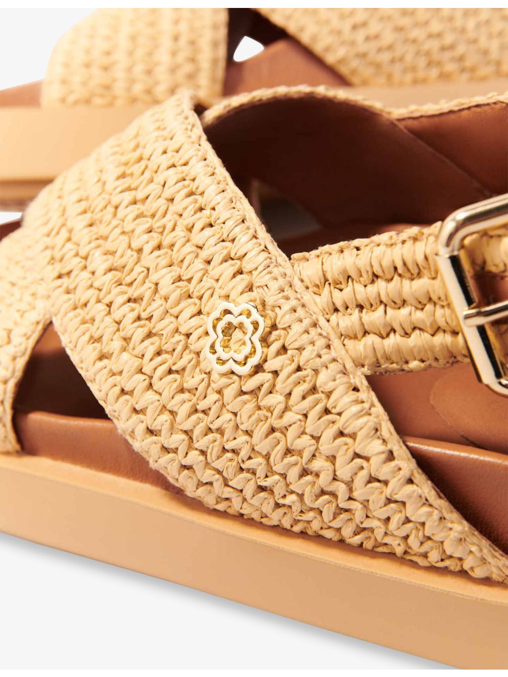Raffia-Effect Flat Sandals - 5