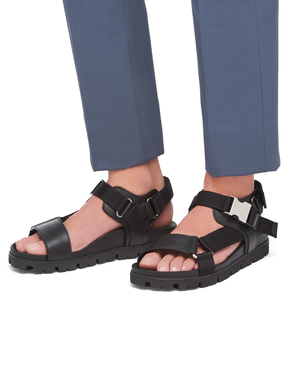 Leather And Technical Fabric Sandals - 5