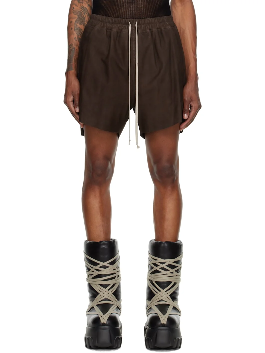 Brown Rick S Boxers Leather Shorts - 1