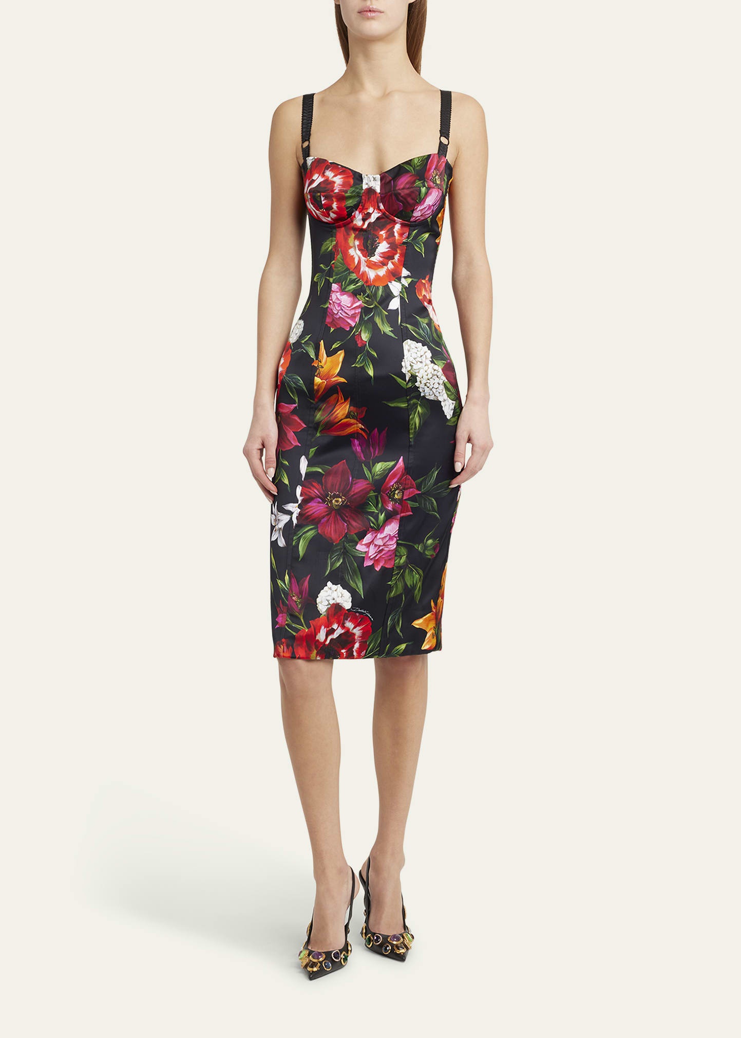 Anemone Floral Satin Bustier Dress - 2