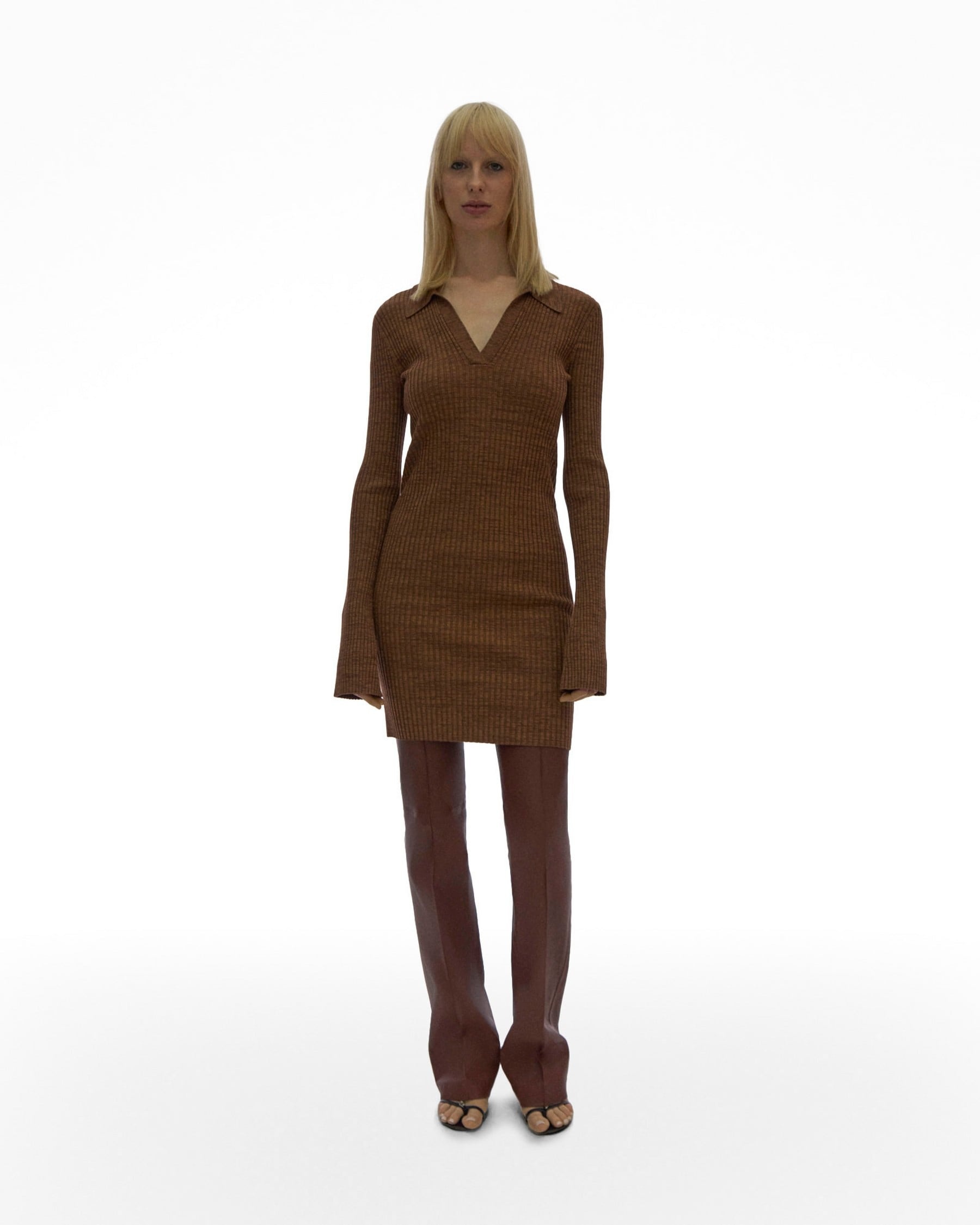 MARL KNIT POLO DRESS - 2