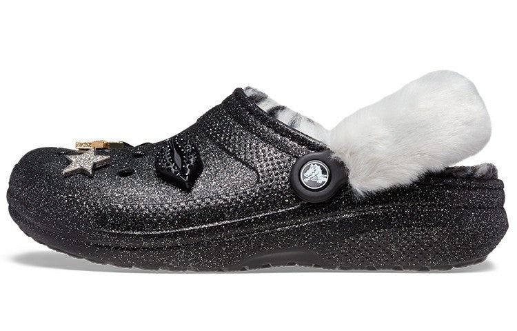 Crocs Disco Classic Lined Disco Glitter Clogs 'Black White' 208075-0ZS - 2