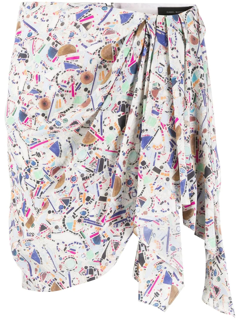 draped printed mini skirt - 1