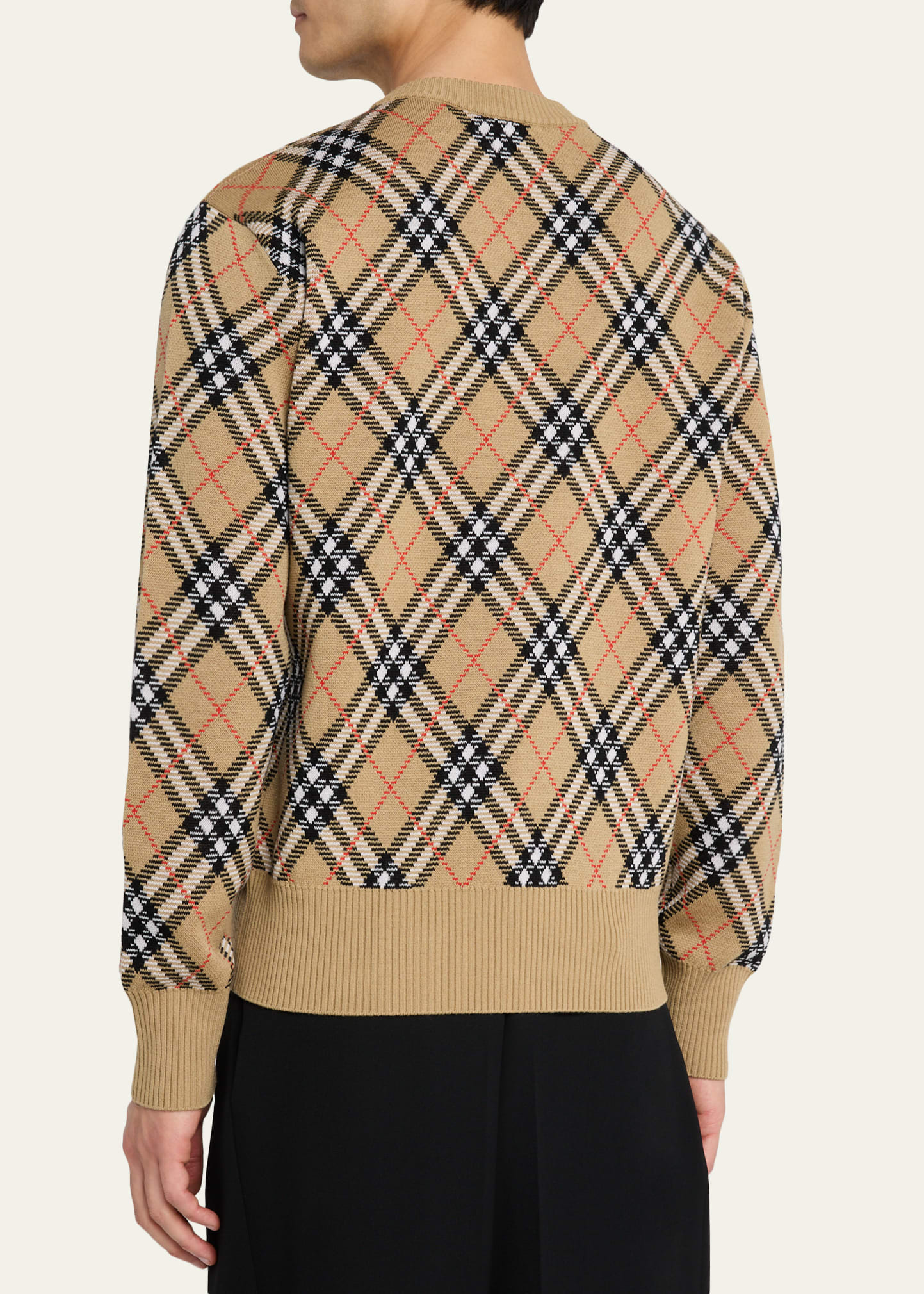 Men's Vintage Check Knit Crewneck Sweater - 3