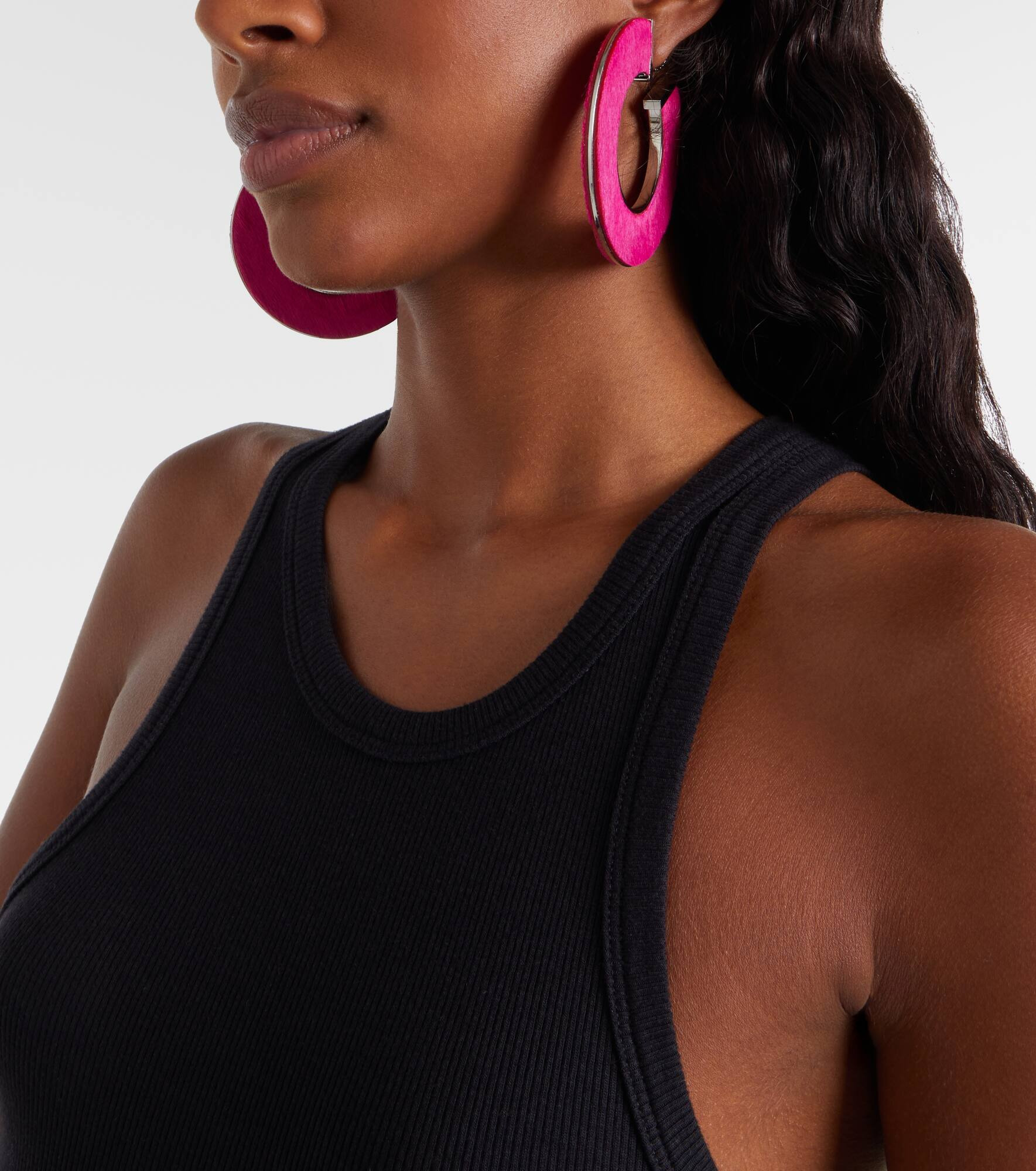 Leather-trimmed earrings - 3