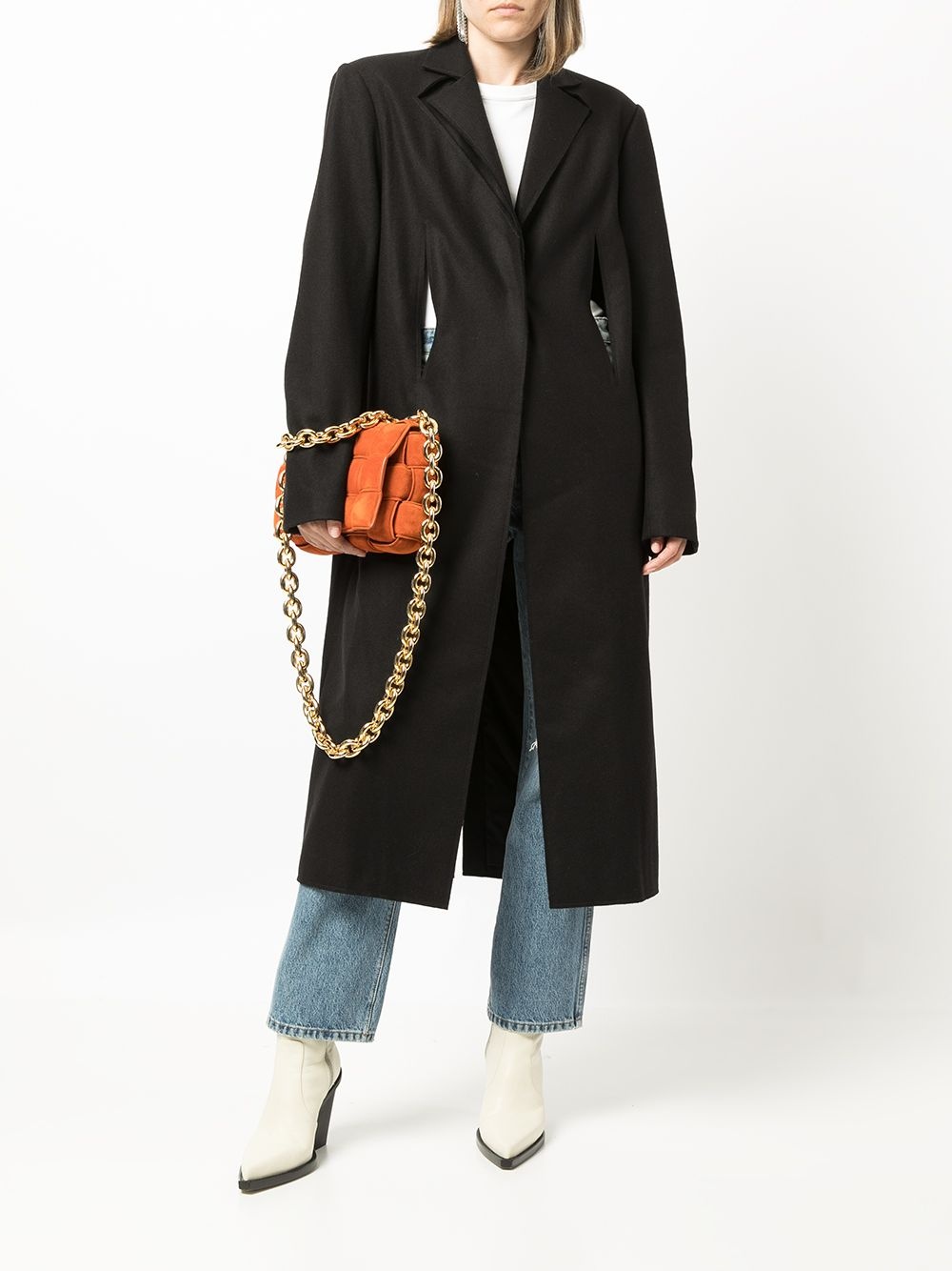 slit-detail single-breasted coat - 2