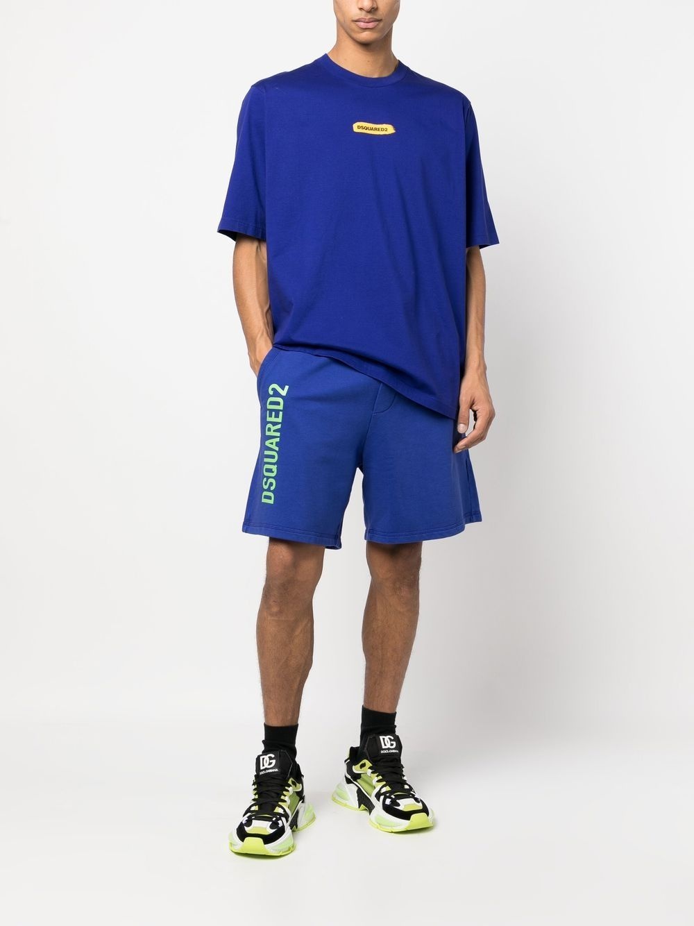 cotton logo print shorts - 2