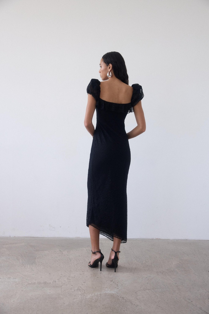 EDEN MIDI DRESS IN BLACK LACE 5