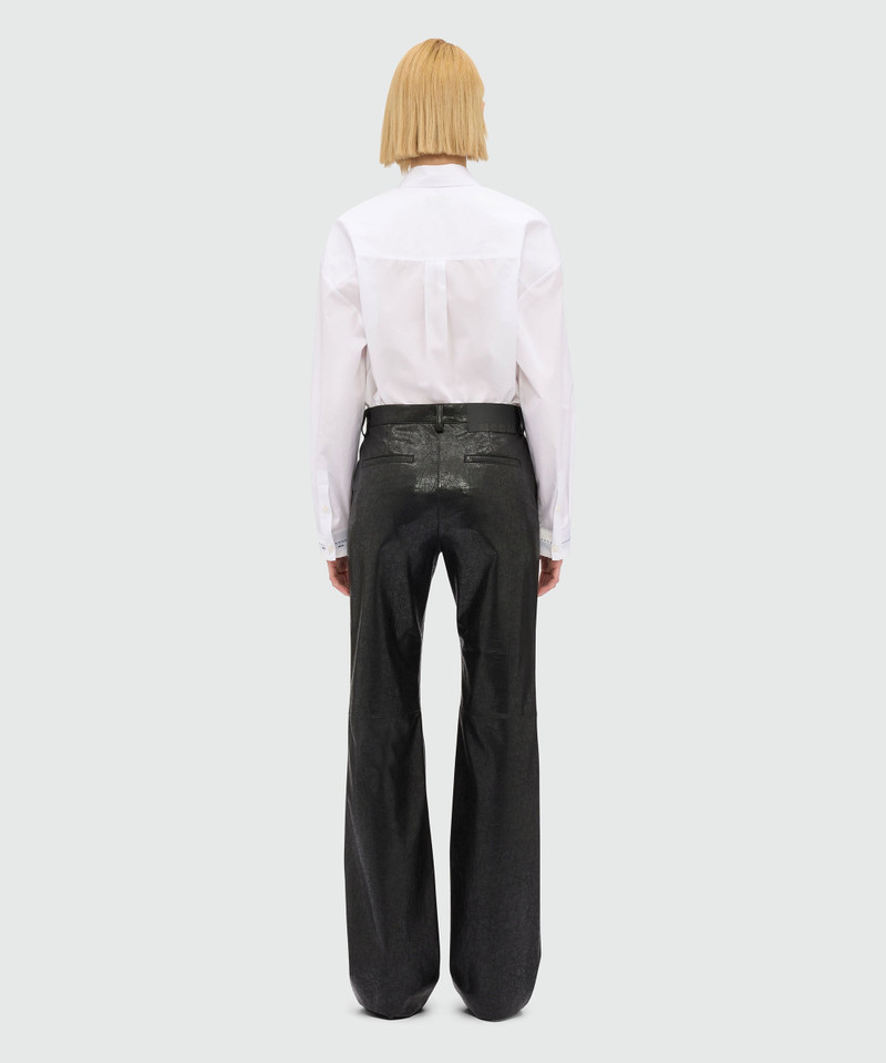 Black crackled faux leather flared trousers 3