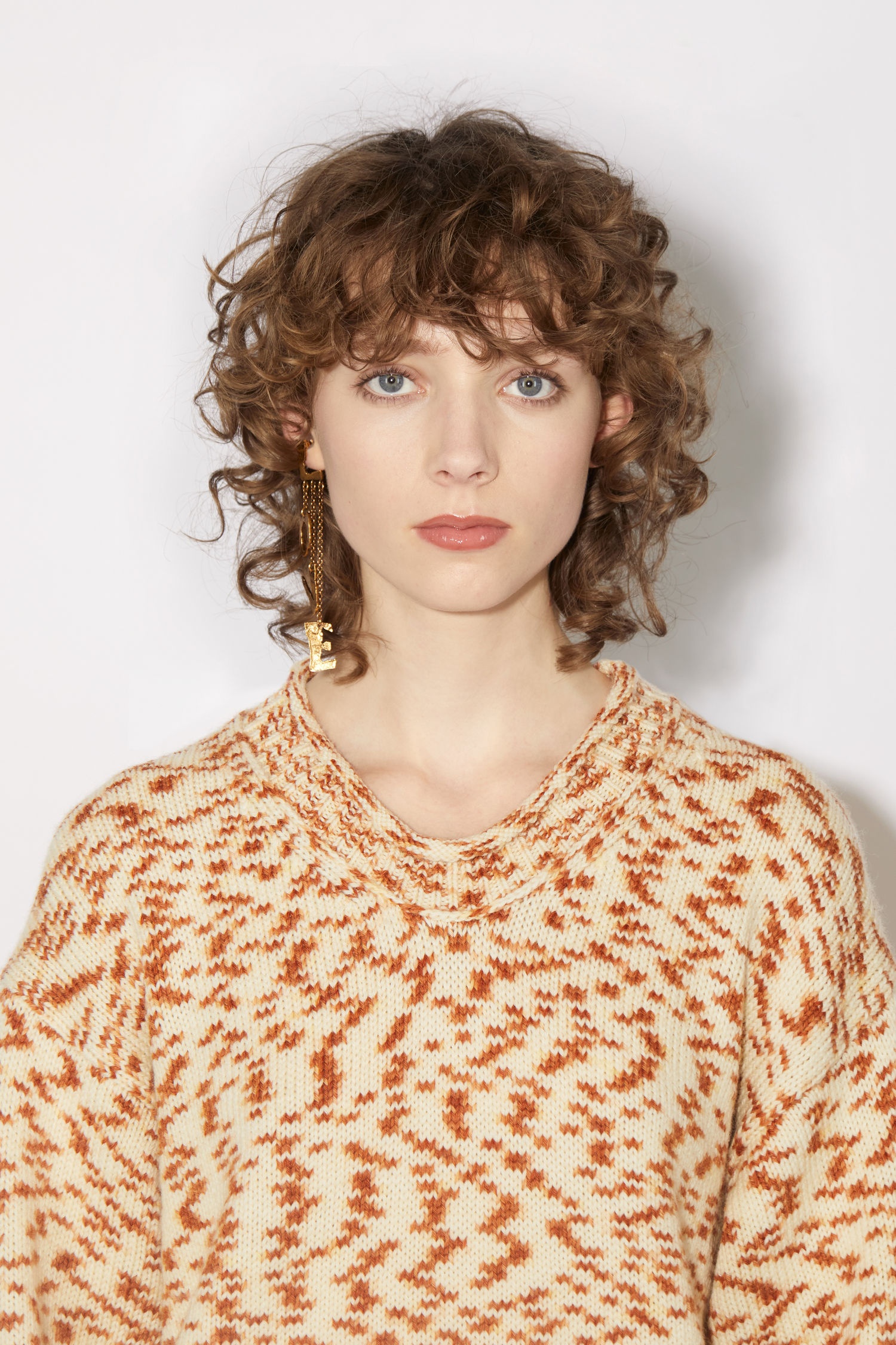 Space dye sweater - White/cognac - 6