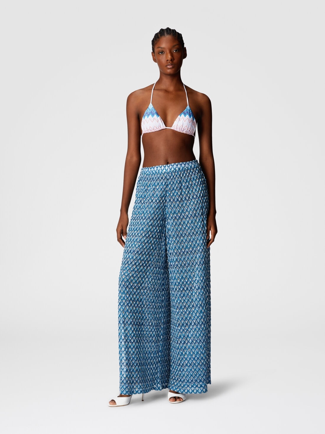 Viscose trousers with lamé shell motif - 2