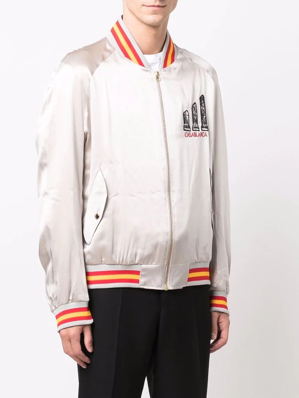 embroidered zip-up bomber jacket - 3