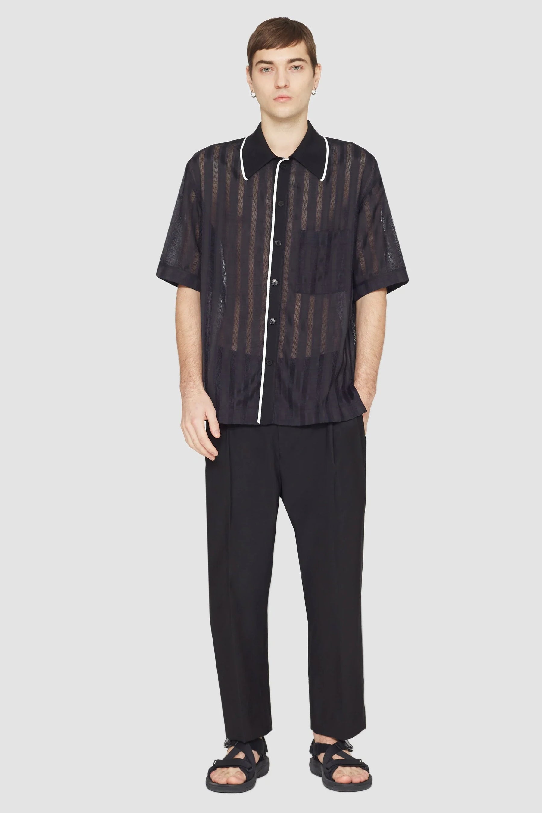 Short Sleeve Sheer Bowling Shirt - 2