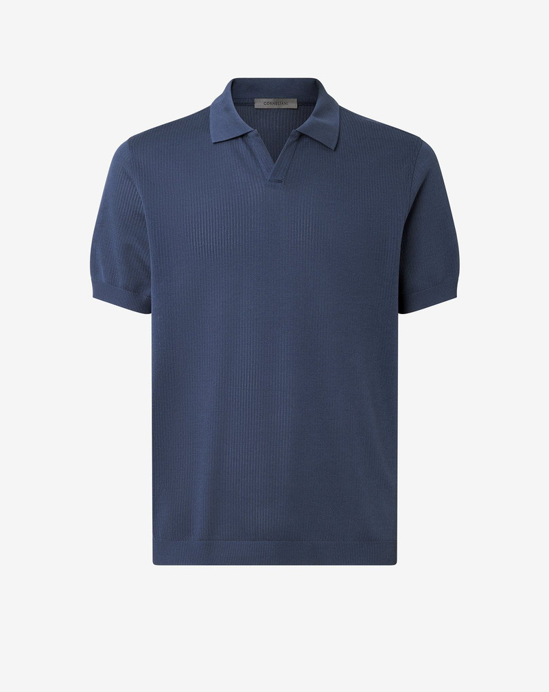 Light blue lisle thread polo shirt 1