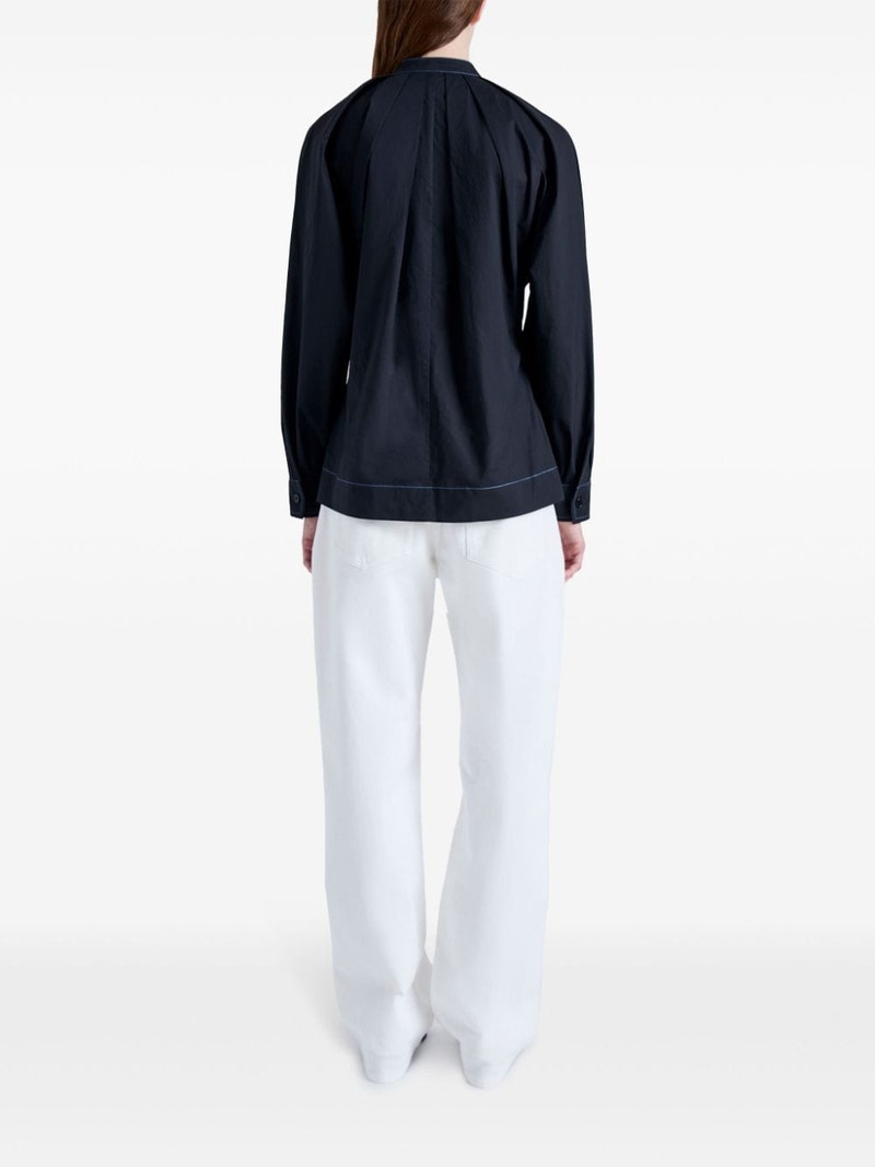 pleated mock-neck poplin shirt 4