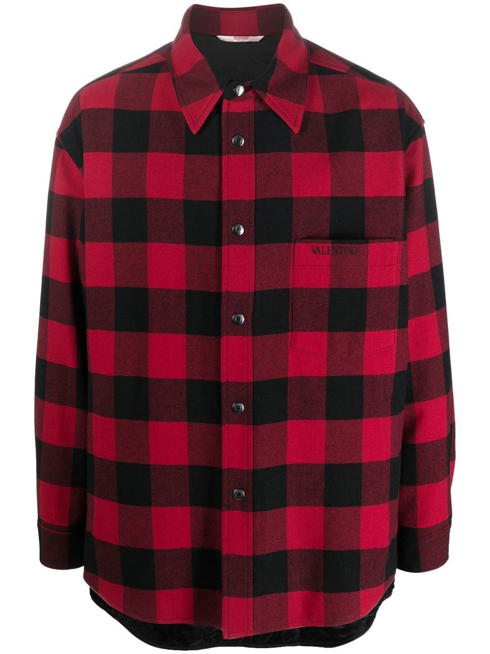 check-print virgin-wool overshirt - 1