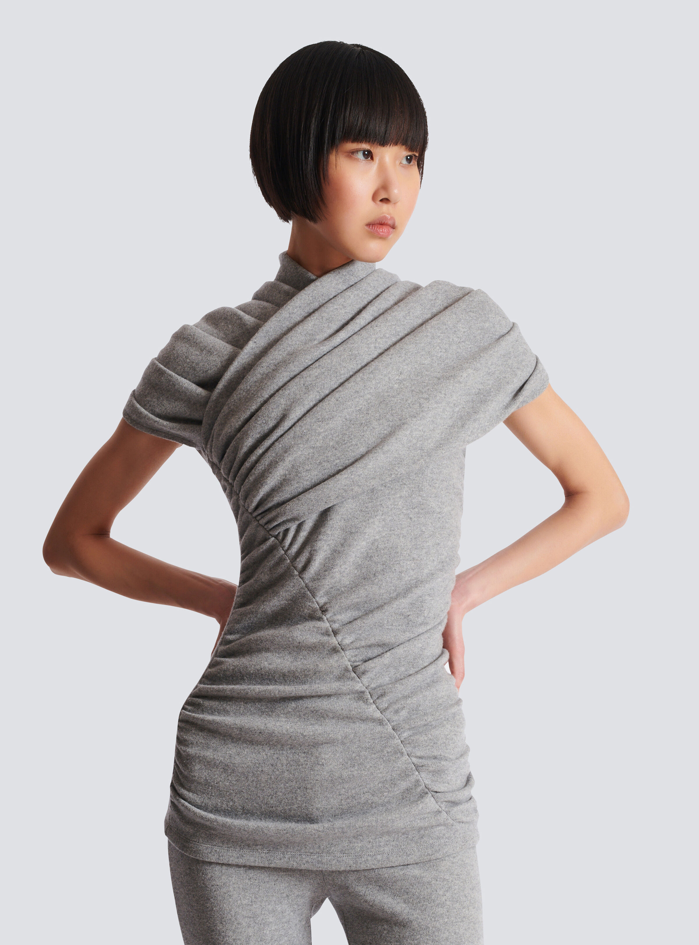 Draped cotton knit top - 6