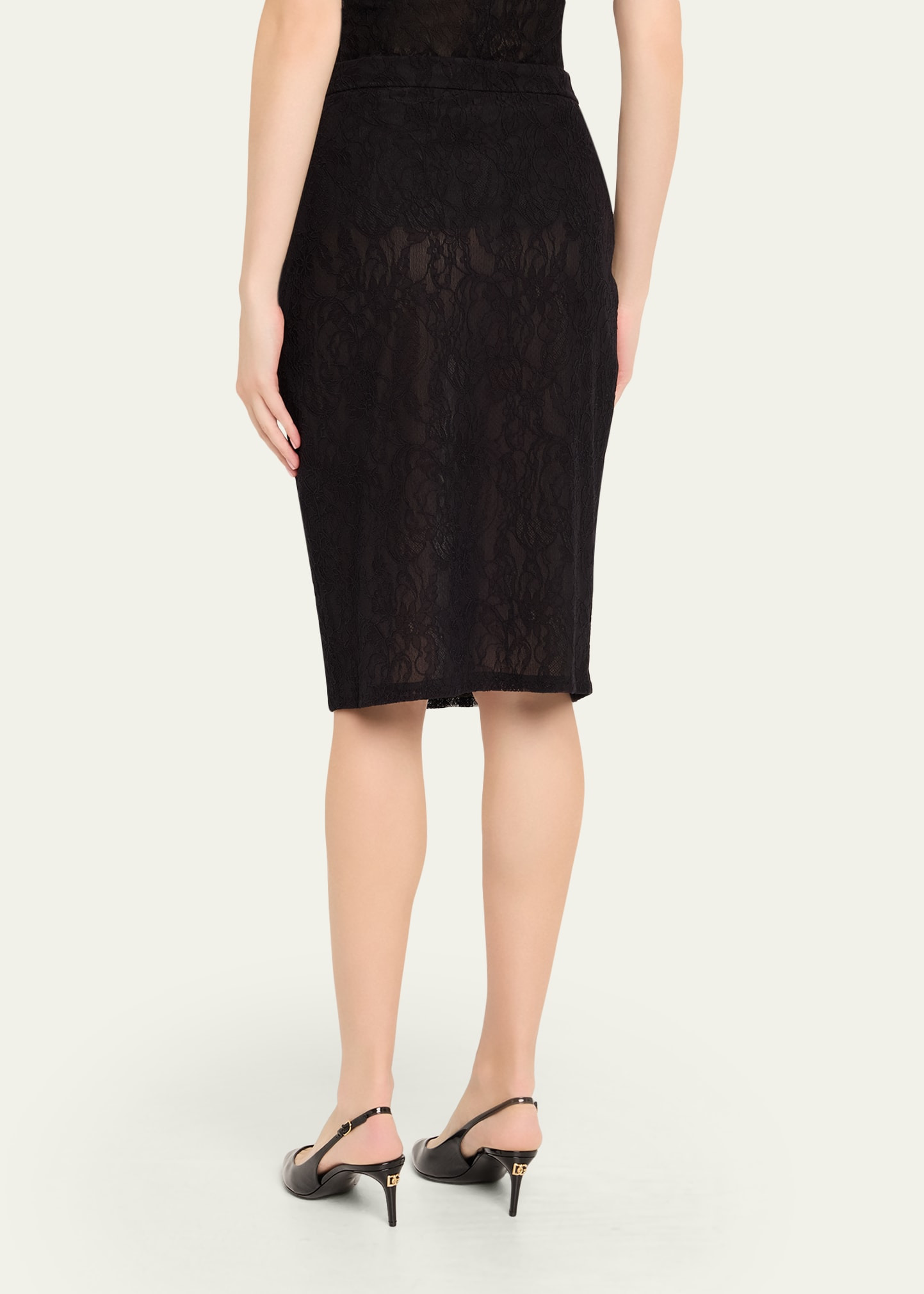 Stretch Lace Pencil Skirt - 3