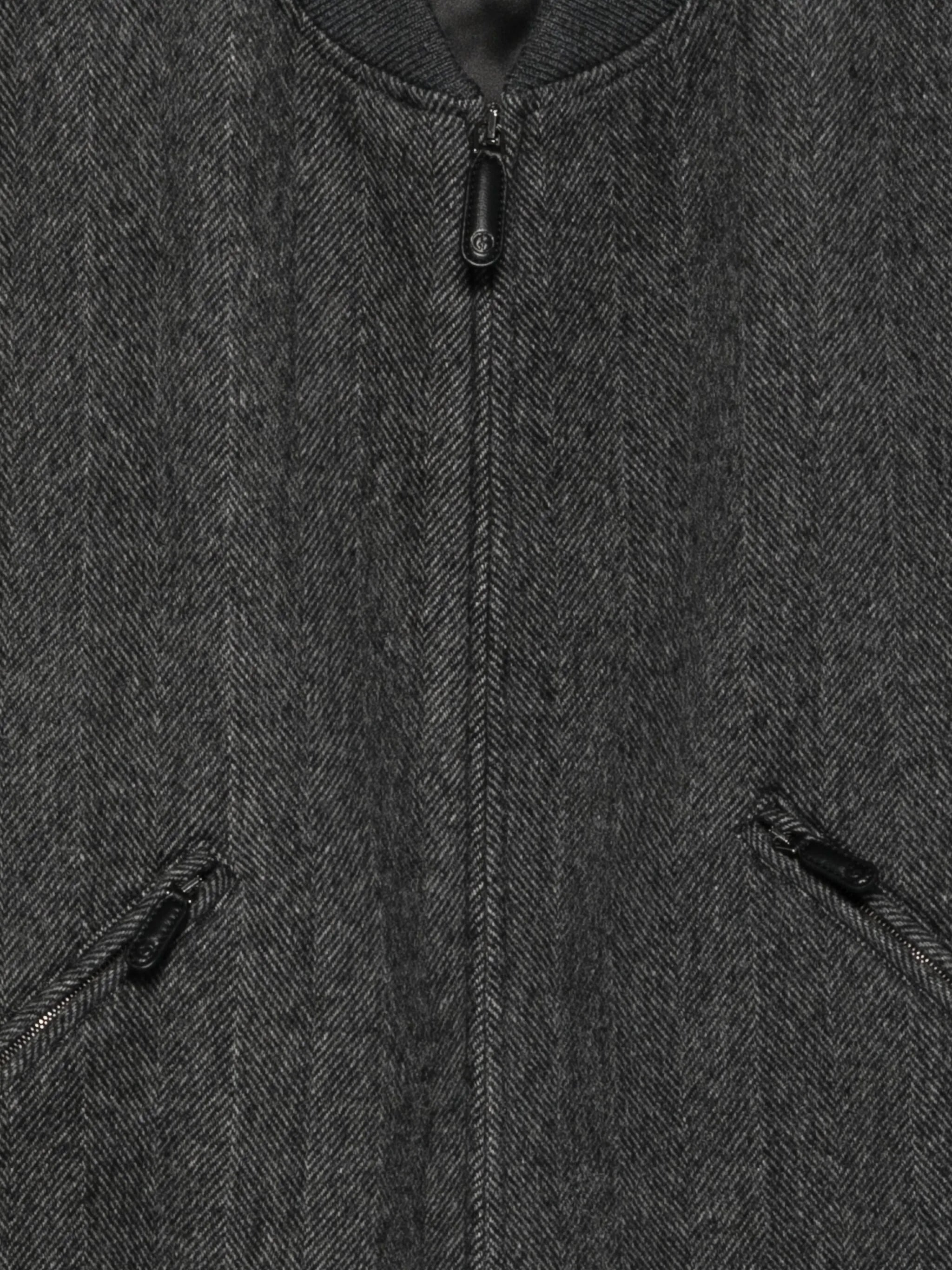 Giorgio Armani Herringbone Zip-front Bomber Jacket - 3