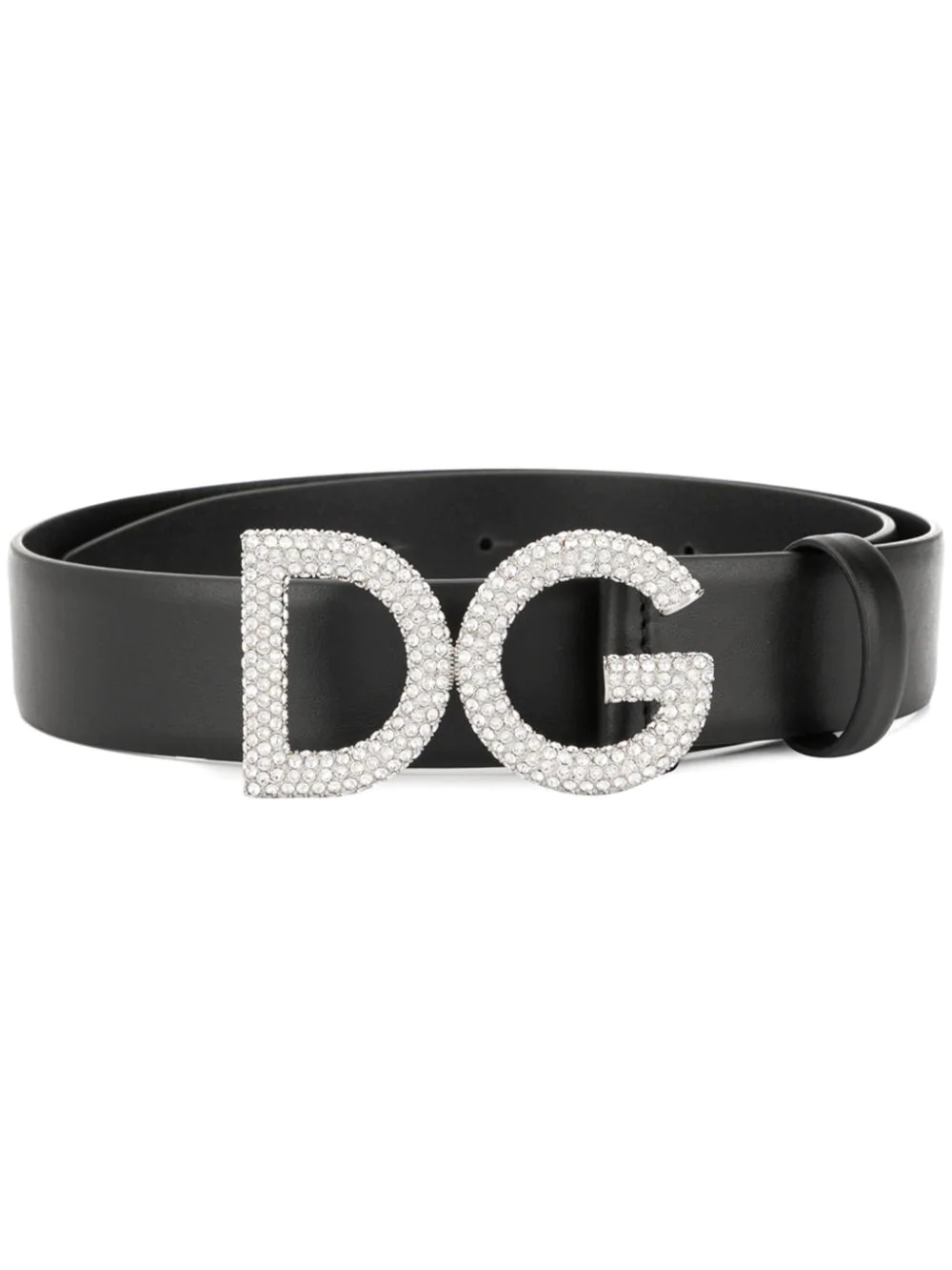 rhinestone logo buckle belt - 1