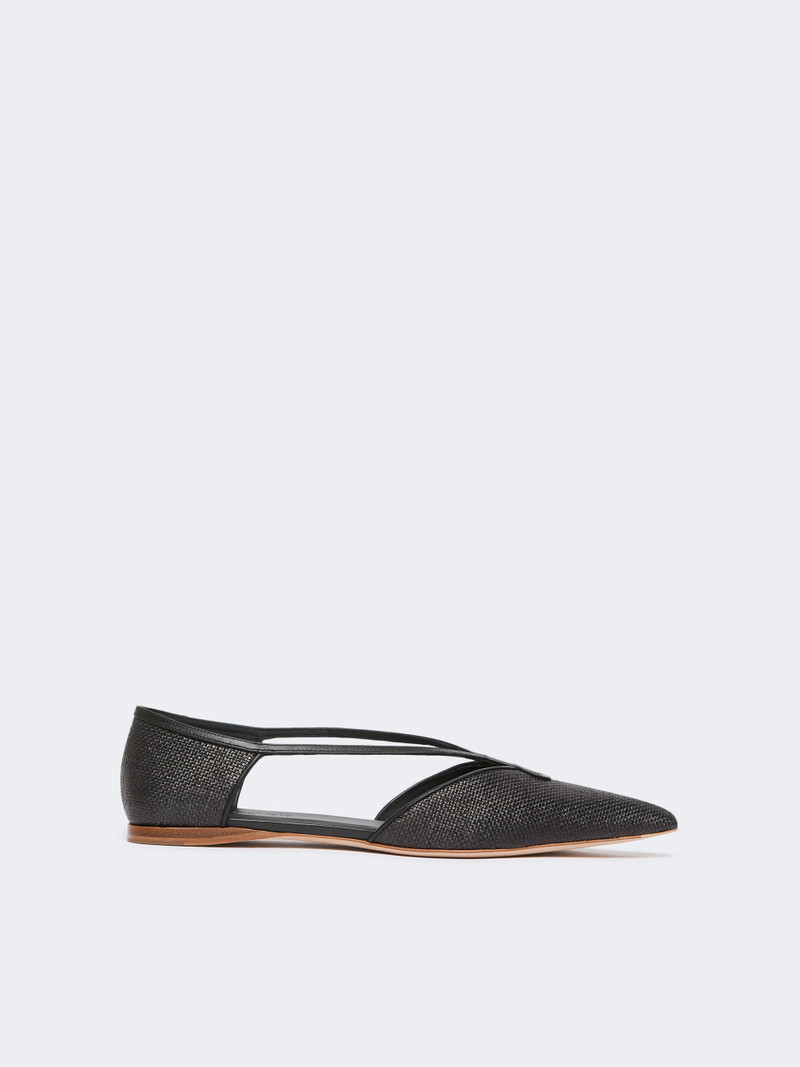 VOLPINO Raffia-look basketweave ballet flats - BLACK 1