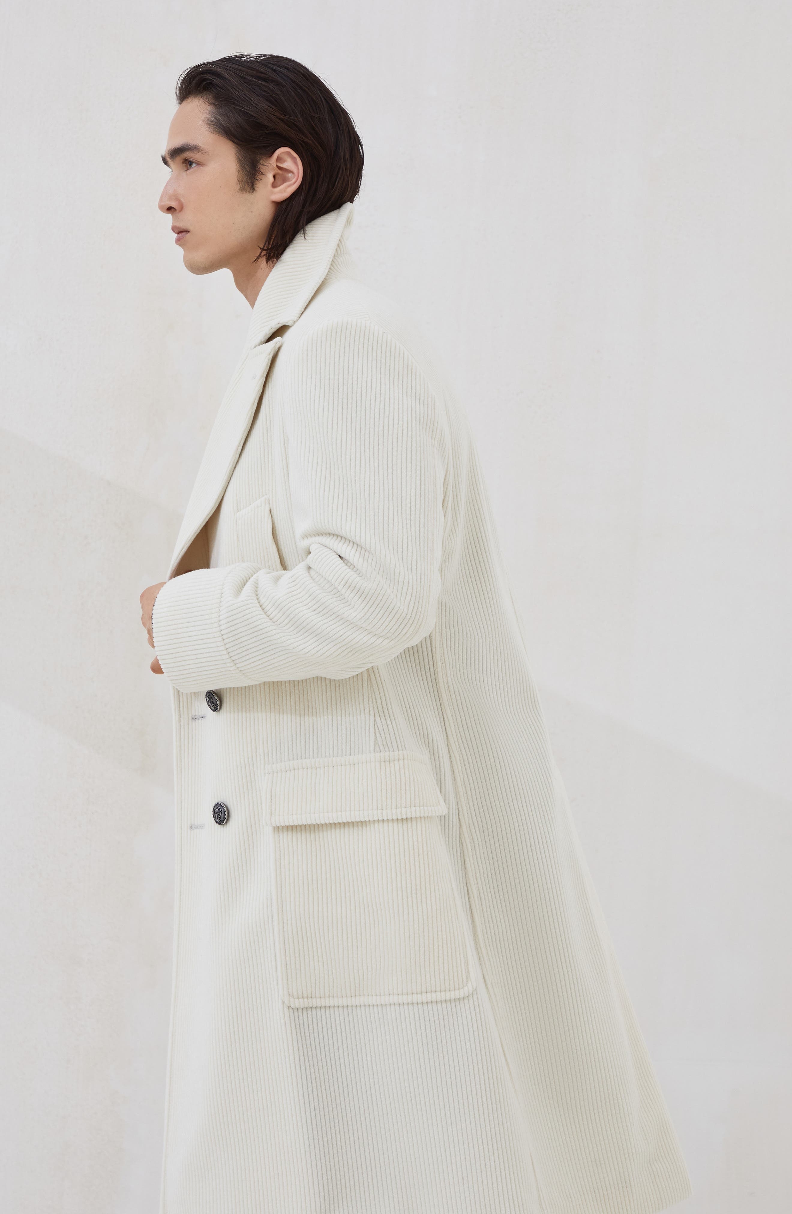 Brunello Cucinelli One-and-a-half-breasted coat in Ecru at Nordstrom - 5