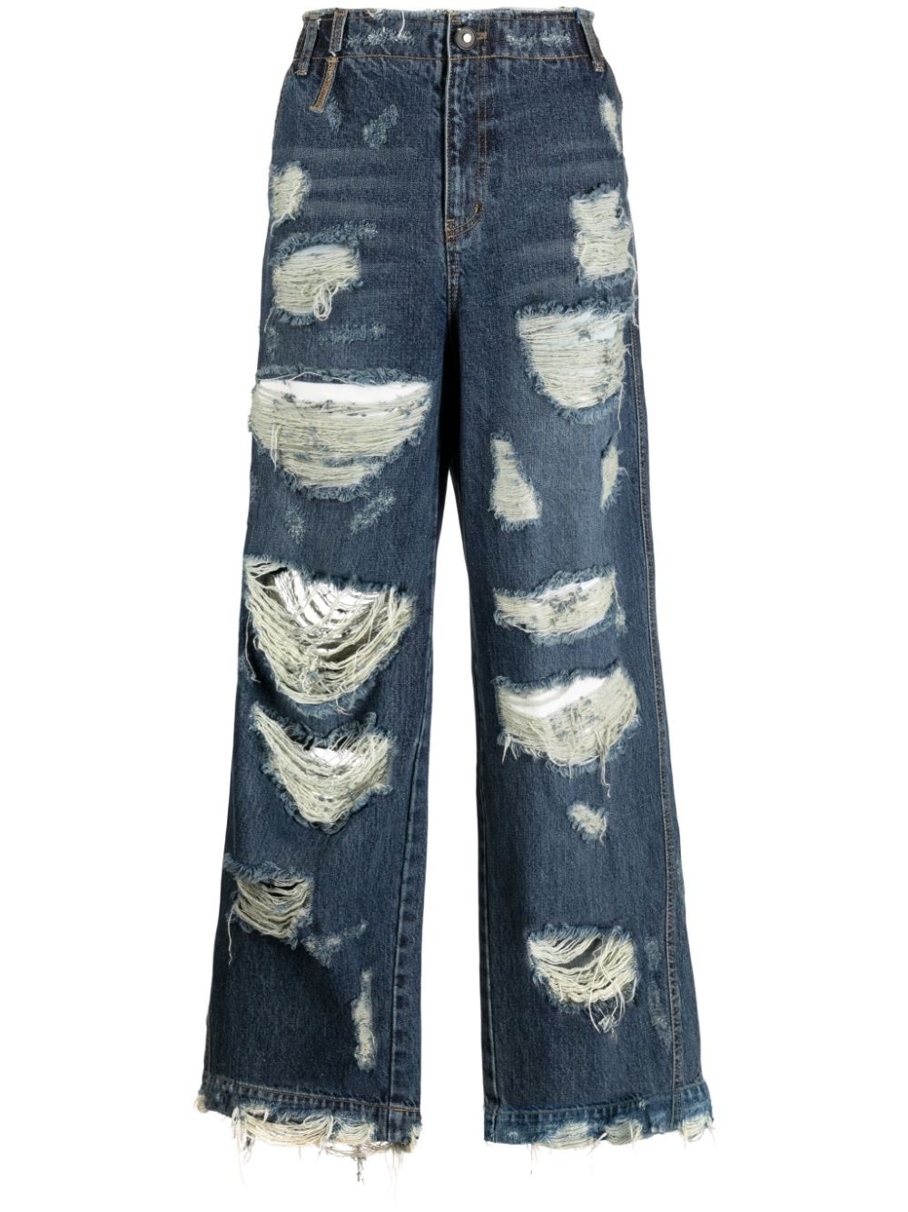 distressed-effect cotton jeans - 1