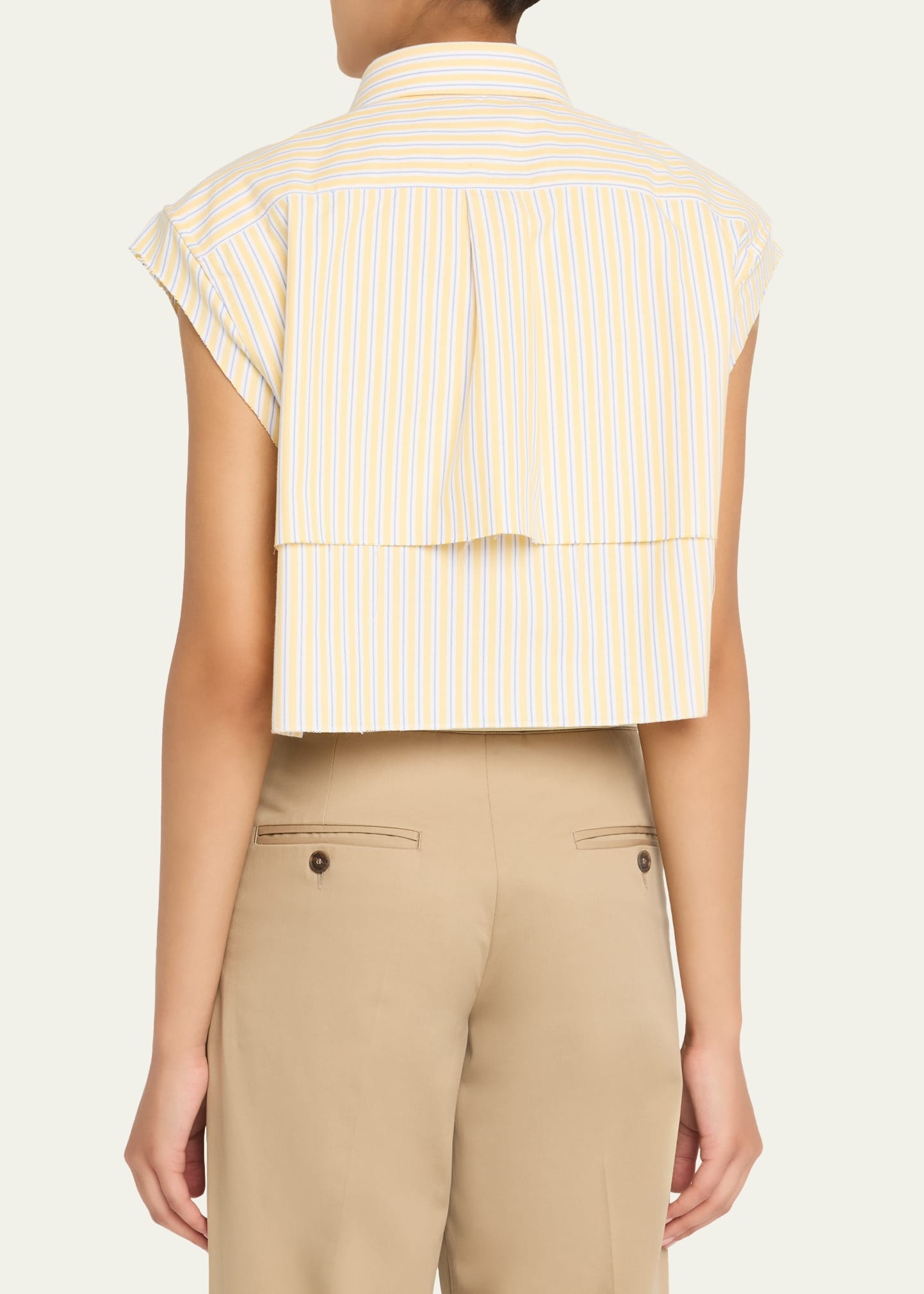 Striped Sleeveless Layered Cropped Shirt - 3