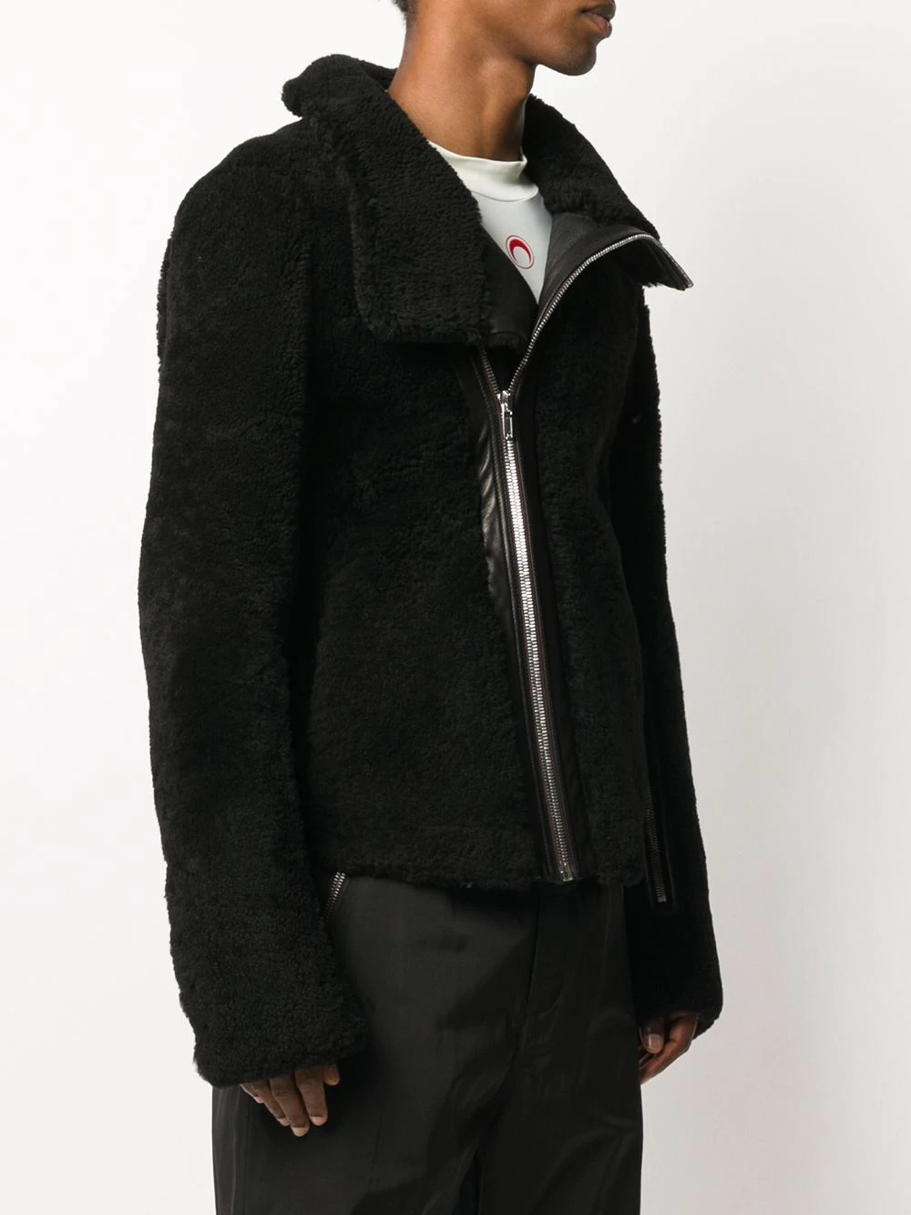 shearling biker jacket - 3