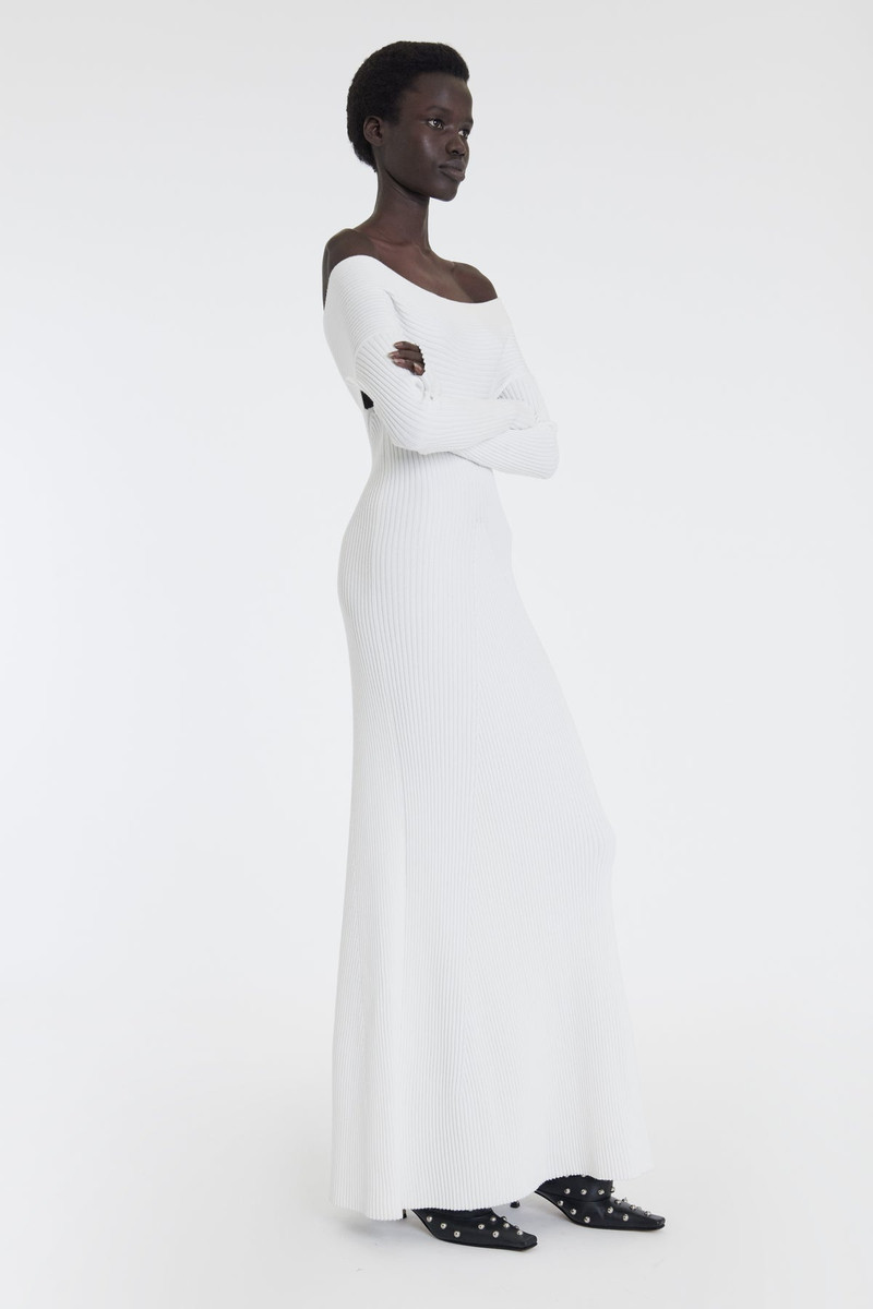 A.W.A.K.E. MODE KNIT MAXI OFF SHOULDER DRESS IVORY outlook