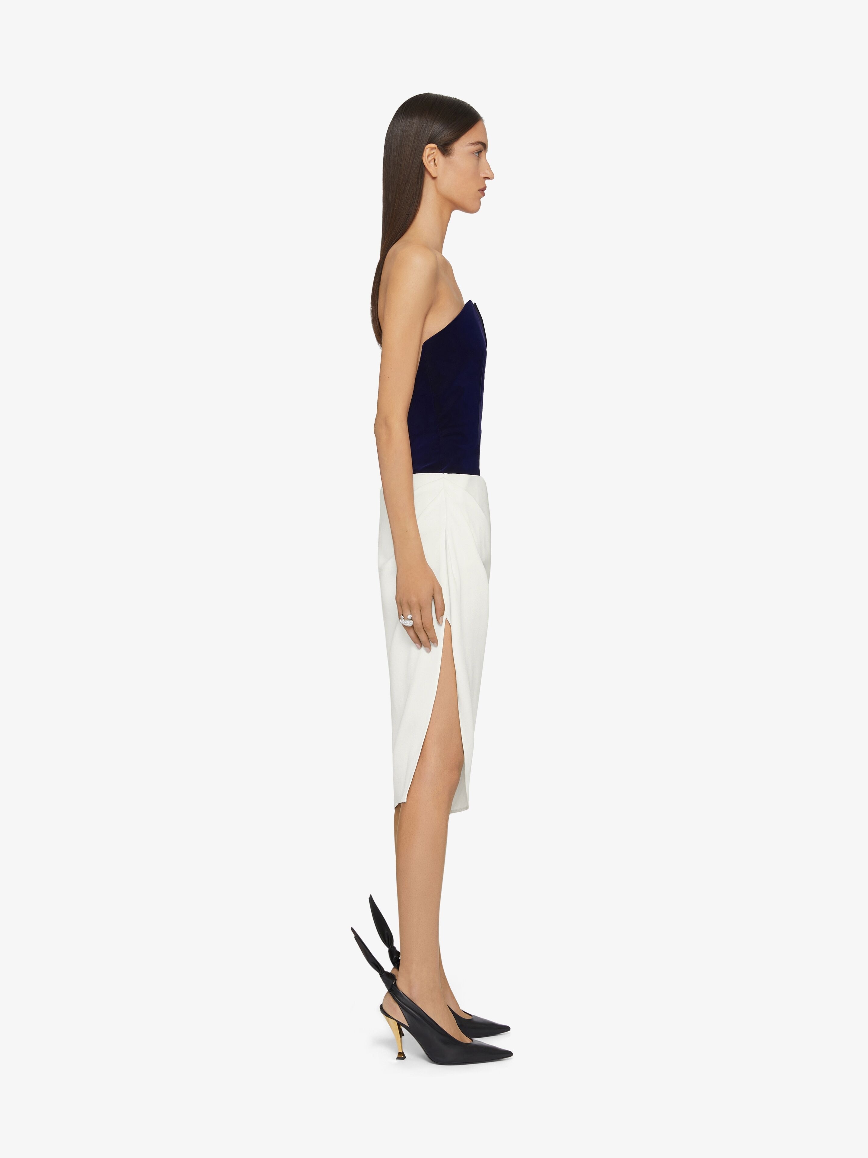 BI-MATERIAL BUSTIER ASYMMETRIC DRESS - 3