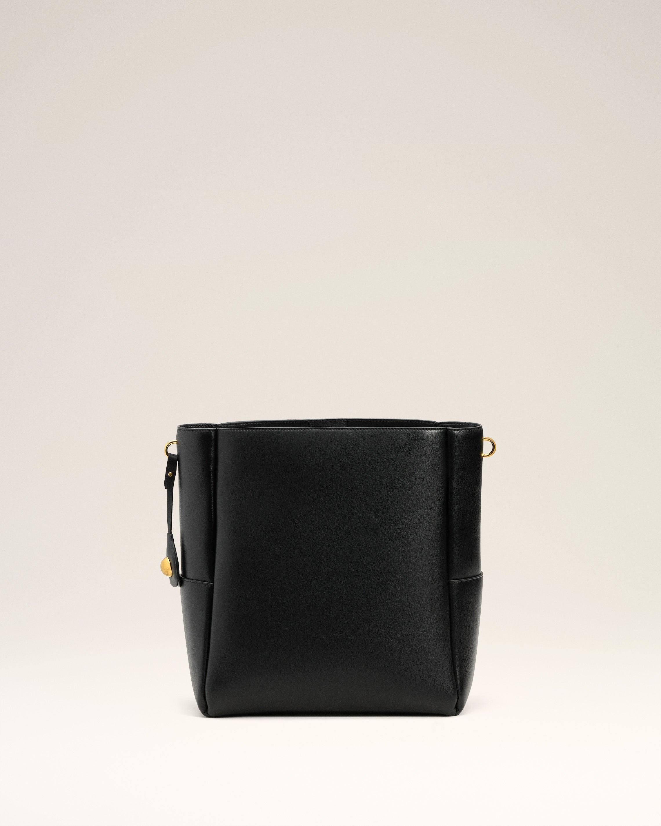 BLACK SMOOTH LEATHER CARROUSEL BUCKET BAG - 3