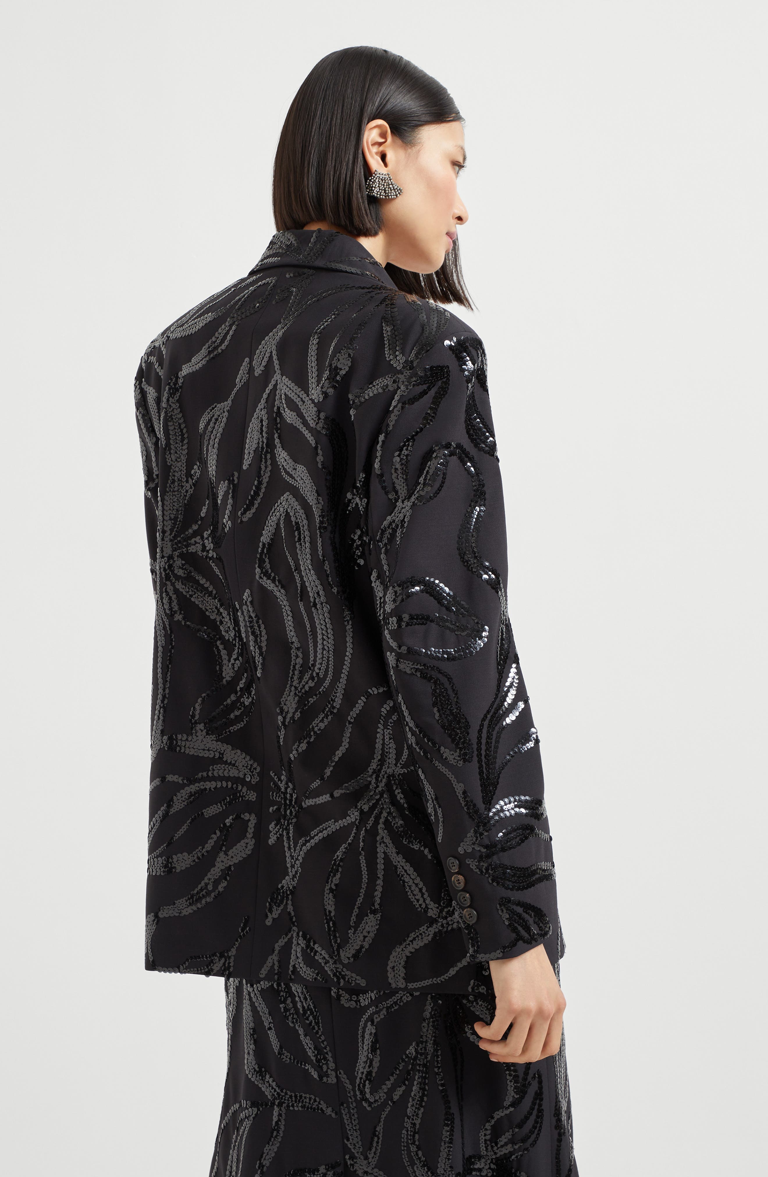 Brunello Cucinelli Blazer with dazzling floral embroidery in Black at Nordstrom - 3