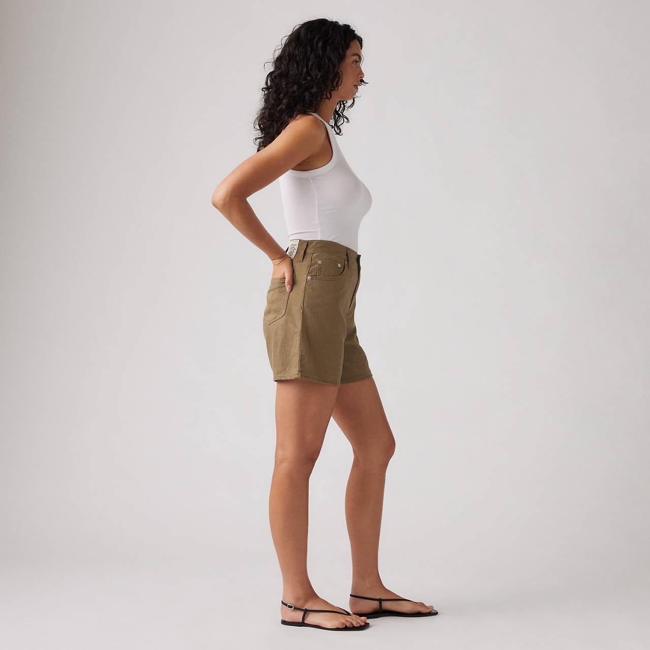 HIGH RISE BAGGY LINEN BLEND LIGHTWEIGHT WOMEN'S SHORTS - 6