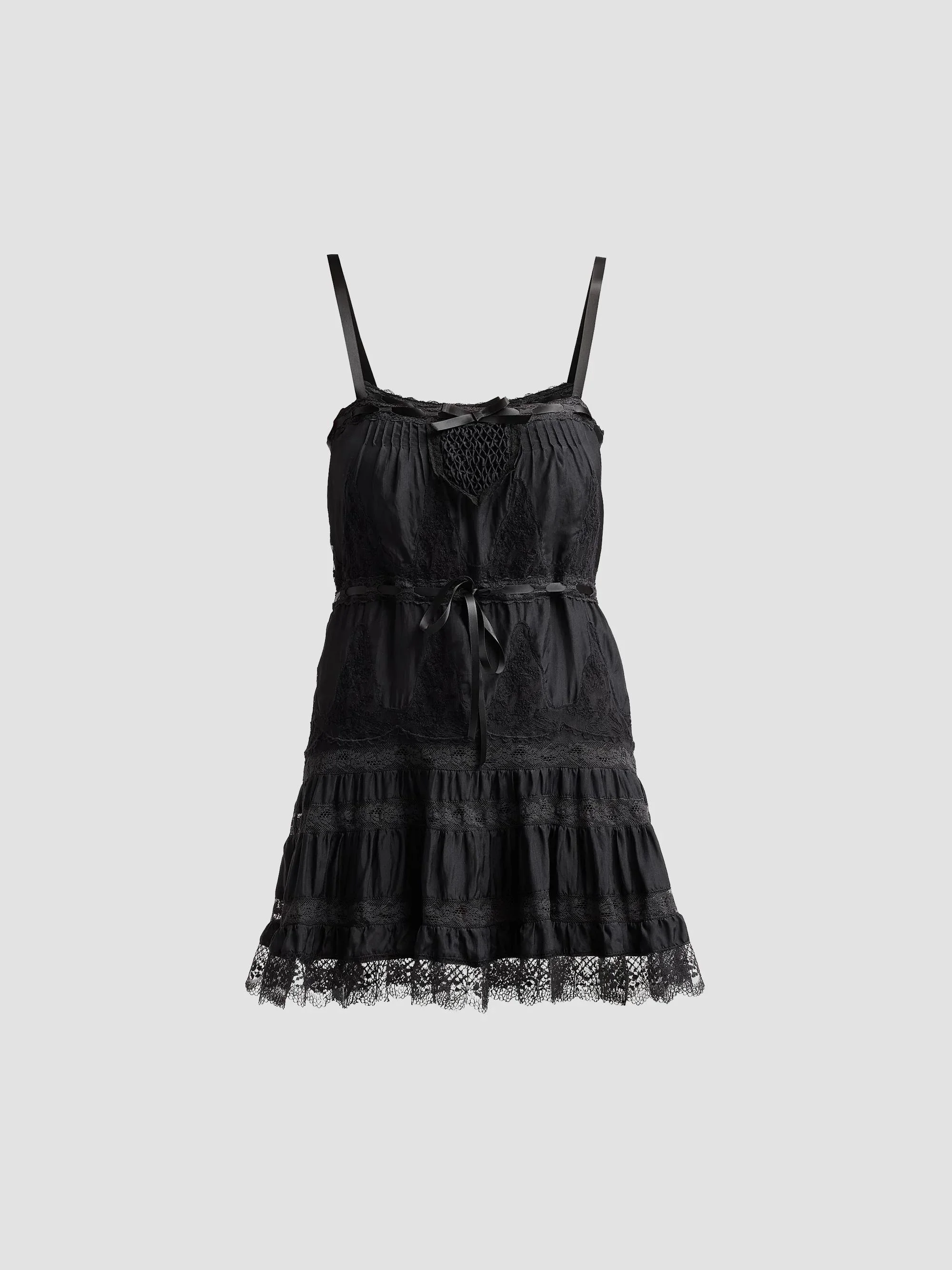Women's Saphirae Lace-Trim Mini Dress - Black - 1