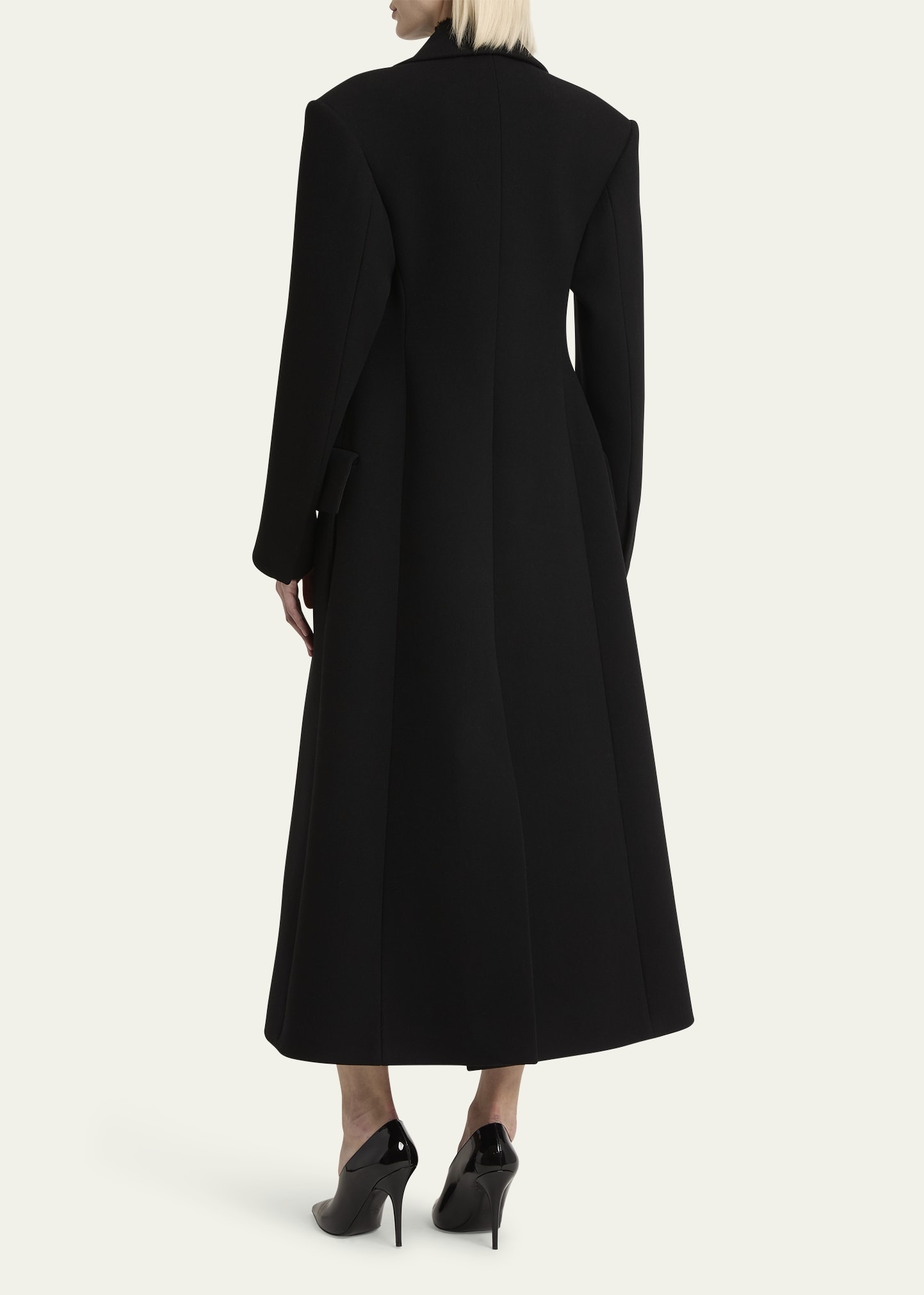 Wide Lapel Long Wool Overcoat - 3