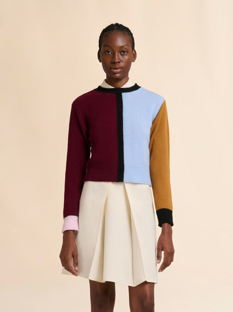 Marni BLUE AND BURGUNDY CASHMERE COLOR-BLOCK SWEATER outlook